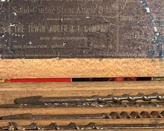 Set of VINTAGE Augers! Wooden Box, original paper tag!