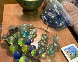 1960s Mid-Century Modern Bunch of Blue/Green Lucite Glass Grapes! 