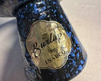 Got the key today! Initial walk through photos! MORE TO COME DAILY! Vintage MCM Blue Speckled Burlap by Inarco Footed Bowl! 