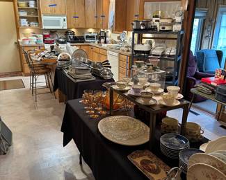 This sale has an enormous amount of kitchenware, small appliances, and collectibles! 