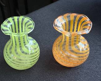 A beautiful pair of SMALL Vintage Murano Glass Vases! 