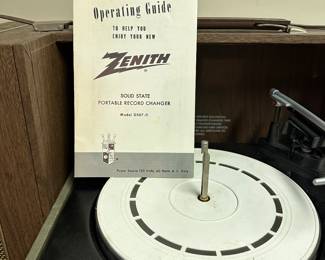 A GREAT ZENITH Portable Suitcase Style Stereo! Albums/45's and an AWESOME Record Cabinet! 