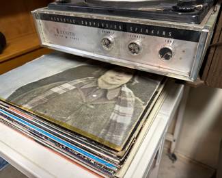 A GREAT ZENITH Portable Suitcase Style Stereo! Albums/45's and an AWESOME Record Cabinet! 