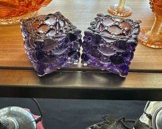 More lovely colored glass! Candle holders! 