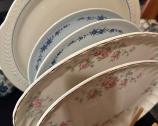 Lots of hand painted vintage porcelain platters and chargers! 