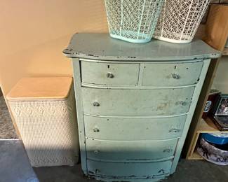 This tall vintage dresser was in the workshop filled with tools and accessories. Once I got it cleaned out, and moved, I see it would be BEAUTIFUL if restored! 