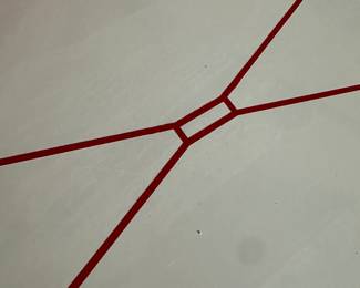 MORE TO COME DAILY! Terrific enamel metal top table! Red Diamond Design! Leaves slide out! 