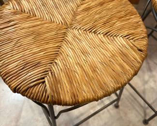 Here is a pair of GREAT swivel counter stools! Gun Metal Gray with Wicker seats! UBER sturdy and in great condition! 
