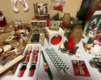 The vintage holiday items are finally fully displayed!  We have TONS of Christmas! 