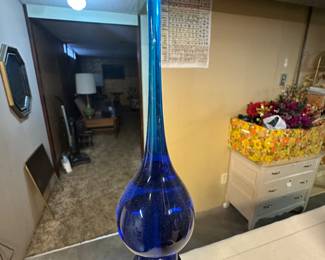 Got the key today! Initial walk through photos! MORE TO COME DAILY! Vintage Blenko MCM Blue Glass decanter! 