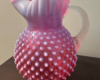 Got the key today! Initial walk through photos! MORE TO COME DAILY! Vintage 1940's Fenton Cranberry Opalescent Hobnail Pitcher! 