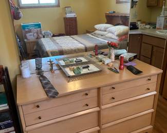 Got the key today! Initial walk through photos! MORE TO COME DAILY! A beautiful blonde 1950's Dresser with mirror! 