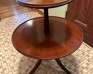 An absolutely beautiful Two Tiered Antique Mahogany TriPod Table!  EXCELLENT CONDITION! 