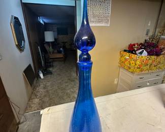 Got the key today! Initial walk through photos! MORE TO COME DAILY! Vintage Blenko MCM Blue Glass decanter! 