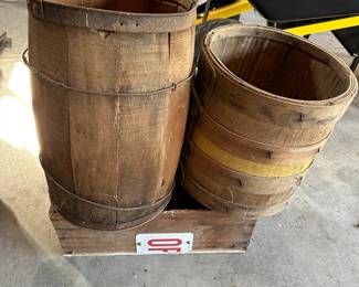 antique wood barrels