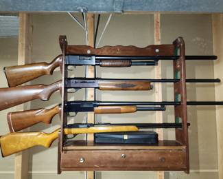 Montgomery wards Western Field 12 gauge, Ithaca 20 gauge, no name 20 gauge shot gun, Marlin Revelation 22 Ling rifle model 120