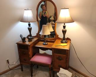 Antique vanity with stool