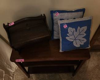 Antique shelf and sewing box