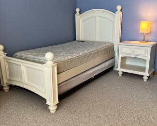 Twin size trundle bedroom set with nightstand and desk/hutch