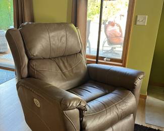 Leather recliner with electric controls