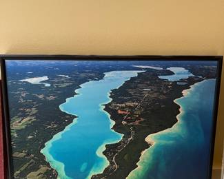 small arial view framed photo of Traverse City Old Mission Peninsula and Bays