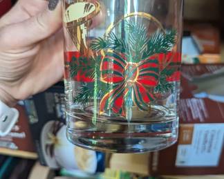 Georges Briard Christmas Horn Old Fashioned Lowball Glasses