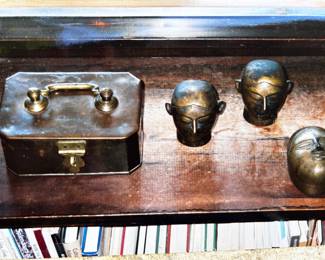 OldIndian  brass Guard head/ boxes, old heavy bras copper s box 