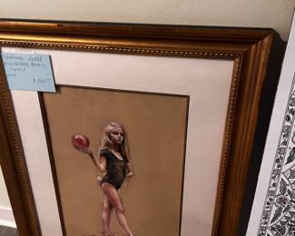 Miles Williams Matthis (Austin, Texas) pastel under glass titled "Attitude"  image measures approx 19" x 13" With a lot of info on verso this was remainder at our last sale and is priced $500.