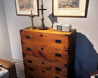 5 drawer Japanese "Tansu" Kimono chest.  37 inches wide, depth is 16.5 inches .  Combined height 44 inches, stackable. 