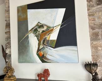 Painting by Richard Gordon Stout (Beaumont, 1934 -2020), acrylic on canvas 40" x 40"  "Intersection" a.k.a "Encounter" signed R. Stout- 67 lower left.