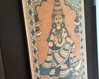 Kalimkari woodblock on cloth 35 x 21inches from India.
