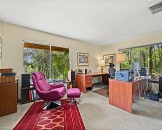 Lower level office U shaped desk.