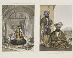 2  colored lithograph plates from the 1848 book AFGHAUNISTAUN James Rattray. Esq ,  Hering & Remington, London: Ladies of Caubul Out of Door Costume, Gool Mahomed Khaun