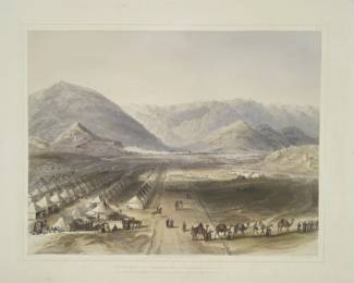 James Rattray colored lithograph "Encampment in Kandahar Under General Knott"