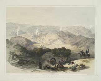 "Jugdelluk" colored lithograph plate from the 1848 book AFGHAUNISTAUN James Rattray. Esq ,  Hering & Remington, London