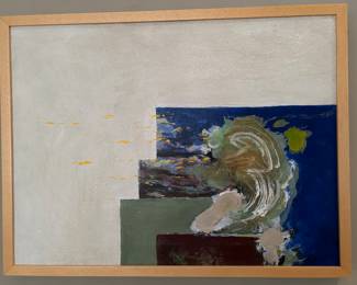 Richard Gordon Stout (Beaumont, Houston TX 1934- 2020) 18 x 24 acrylic painting on linen canvas, signed R. Stout 1965 lower right, noted R-19 on back frame, gift from artist.