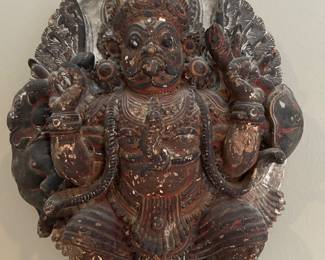 ' Garuda"  temple wood carving, traditionally hangs from ceiling as a bowl for sacred ashes. Height 13 inches. 