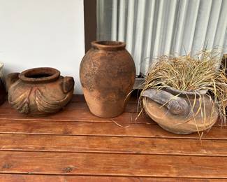 large clay pottery planters. 