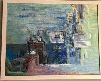 Richard Gordon Stout (Beaumont, TX. 1934-2020) 13.5" X 17.5",  acrylic on canvas,  gifted from artist 1990's and signed by artist on verso.