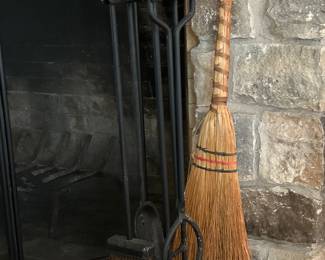 Fireplace tools, handmade broom