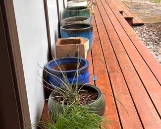 Large selection of glazed pottery planters. 