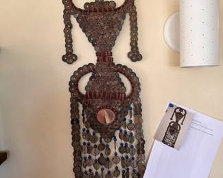 Decorative man made wall hanging of Chinese coins. 28 inches height, purchased in rural Java, near Yogyakarta in 1982. 