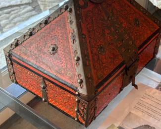Kerala dowry box. Nine-sided backwood dowry box known as a naturapetty from Kerala. 8 inches height, 11 inches width. 
