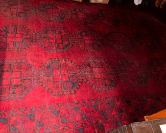 Afghanistani Tekke Bokhara 1940's w/ goat hair binding, 13.10 x 9.6 (located in master bedroom.) 