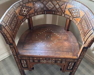 beautiful inlaid  pearls Moroccan middle eastern inlaid chair circa 1930-1950 