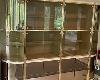 Bowed Glass and Modern Brass Display Cabinet
