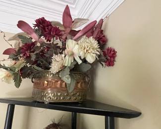 Silk Flower Arrangement in Brass Pot