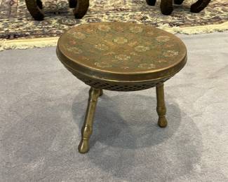 Antique Brass Trileg Footstool or seat.
