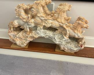 Marble Crafted Statue of the Eight Steeds.