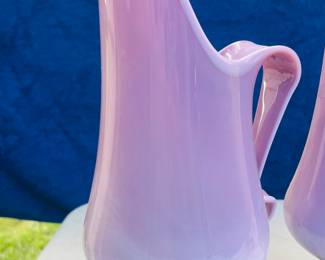 RARE LE Smith 20” Simplicity Lilac Slag Swung Vase & Swung Pitcher